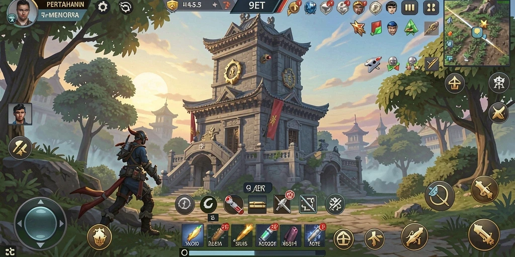 Gameplay seru dan menegangkan dalam Tower Defense 9ET.