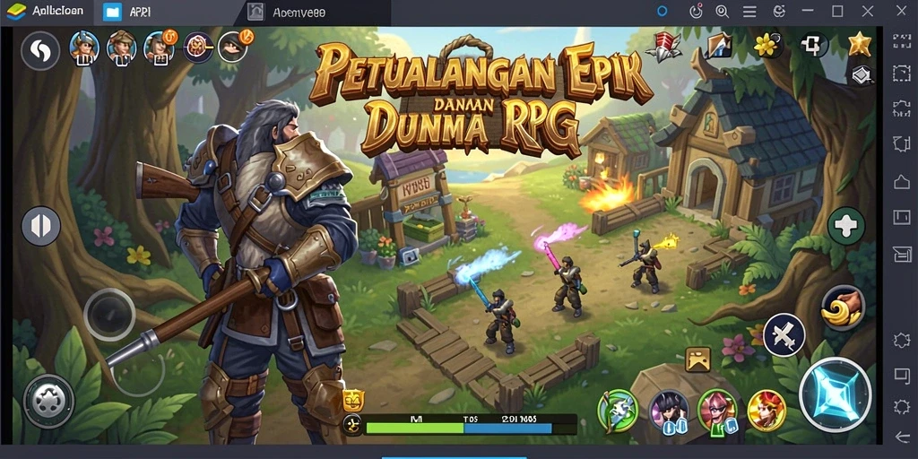 Screenshot utama API88 menampilkan pertempuran epik dan dunia RPG yang indah.