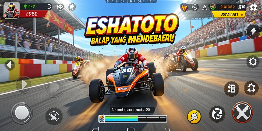 Screenshot gameplay ESHATOTO yang menampilkan balapan seru