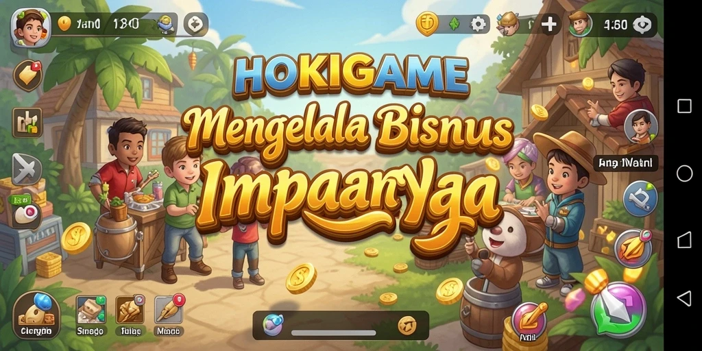 Tampilan gameplay HOKIGAME yang menakjubkan dengan aspek bisnis yang mendebarkan.