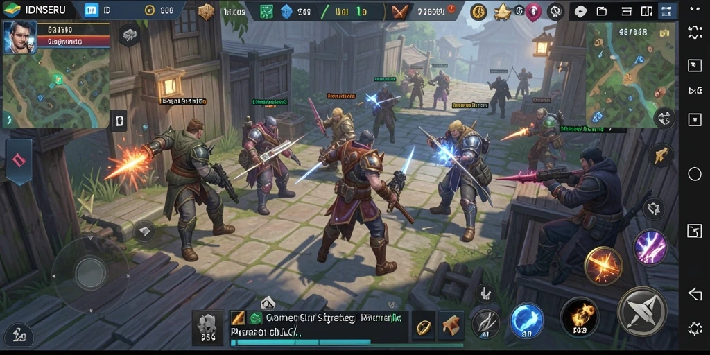 Tampilan gameplay seru di IDNSERU dengan strategi dan pertempuran.