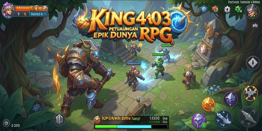 Tampilan screenshot KING403 menampilkan pertempuran penuh aksi dalam dunia RPG.
