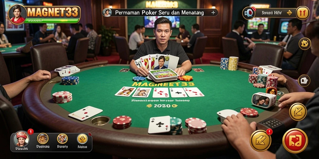 Tampilan gameplay Poker yang mendebarkan di MAGNET33.