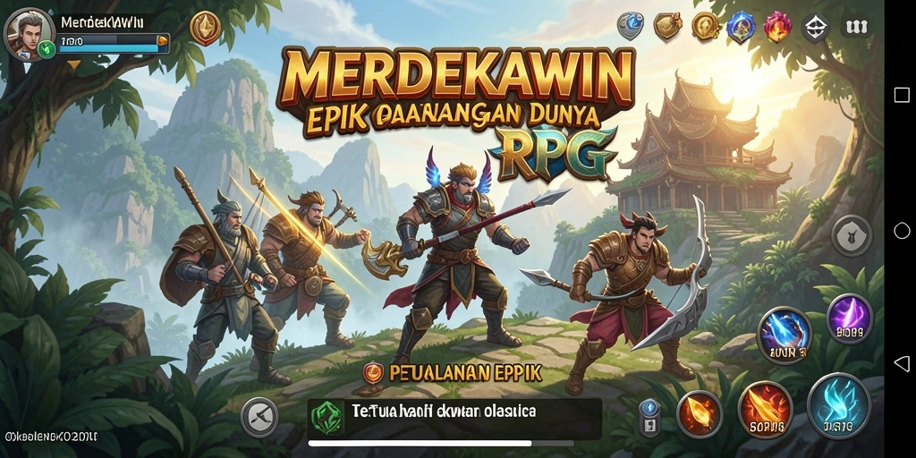 Tampilan aksi seru dalam gameplay RPG MERDEKAWIN.