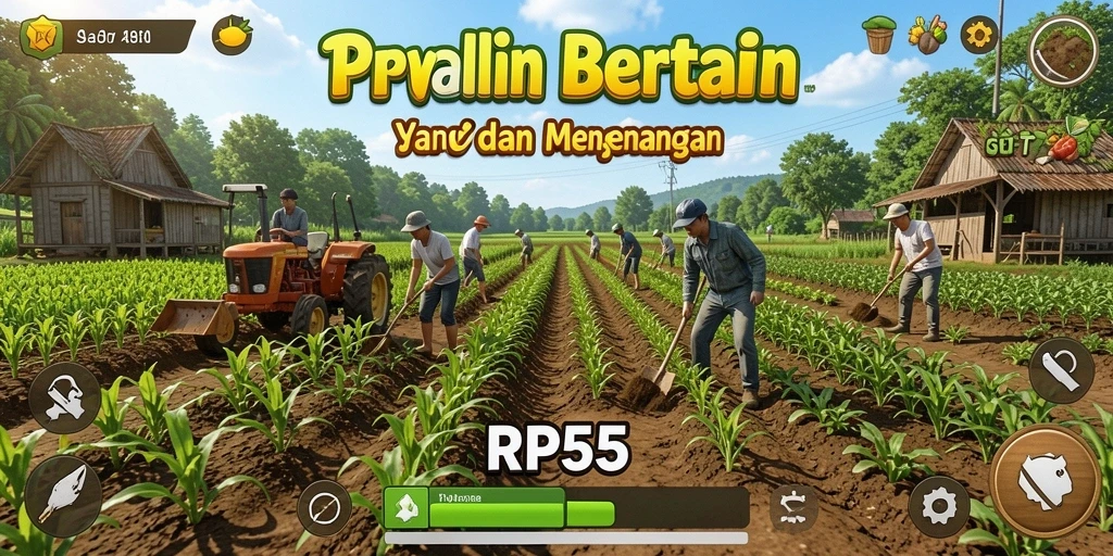 Tampilan gameplay RP55 yang menarik dengan aktivitas bertani.