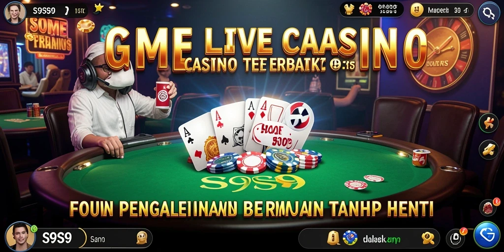 Gameplay S9S9 menampilkan dealer langsung yang interaktif dan suasana kasino yang mendebarkan.