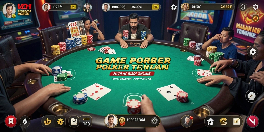 Tampilan gameplay V21 yang menarik dan seru saat bermain Poker.